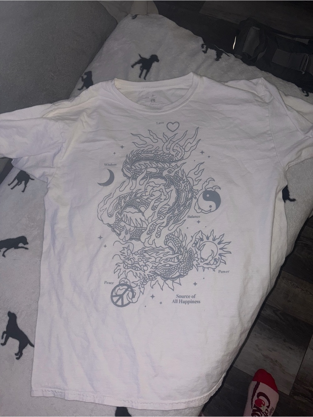 Alpha Industries White Tee with Gray Dragon Graphic